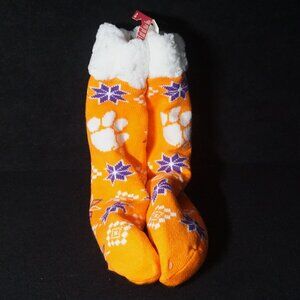 FOCO Clemson Tigers Footy Slippers with Anti-Skid Men’s Sz 5-9 Women’s Sz 6-10